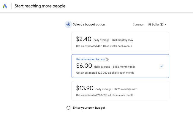 how to use google ads: budget