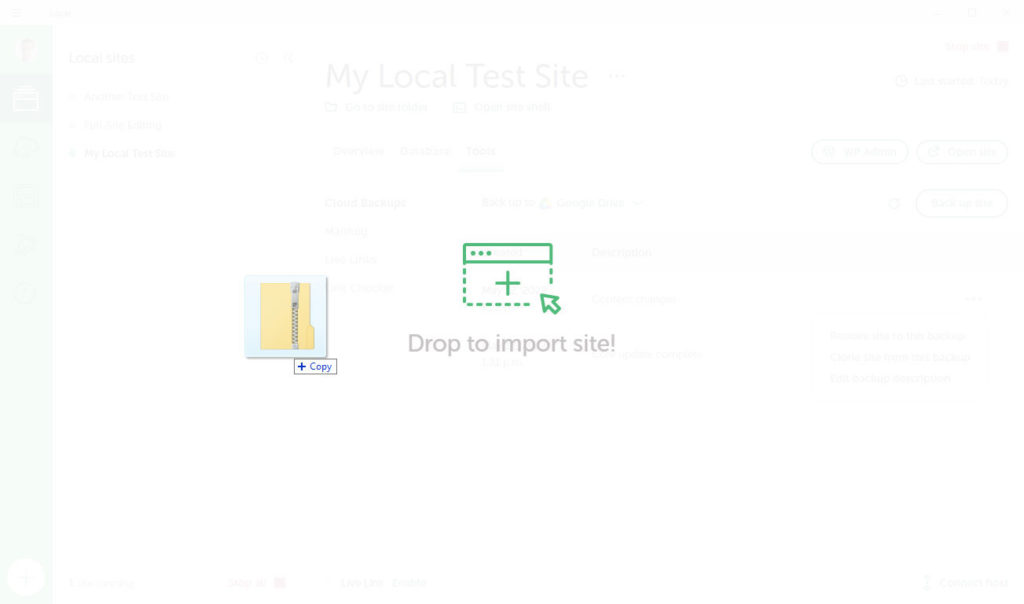 import site into local from zip drive