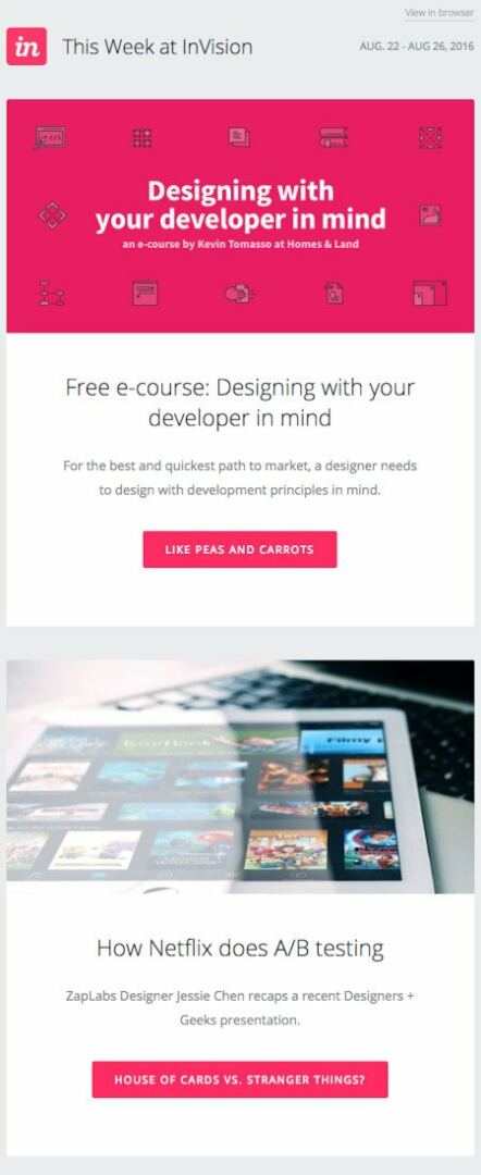 Email Marketing Campaign Example: Invision - 