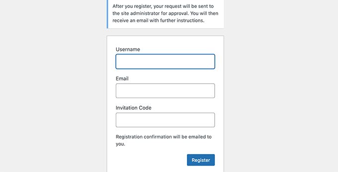 Register with invitation code