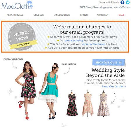 Email Marketing Campaign Example: Modcloth - 