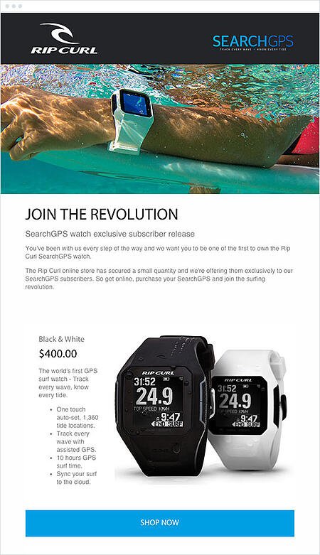 Email Marketing Campaign Example: Ripcurl - 