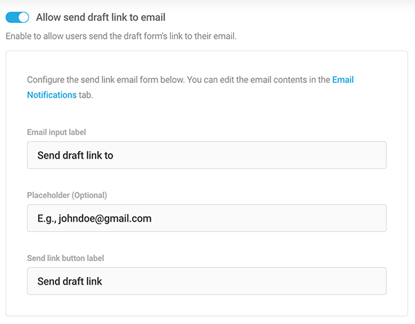 The send draft to email area.