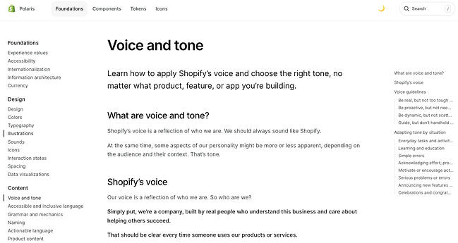 writing style guide examples: shopify