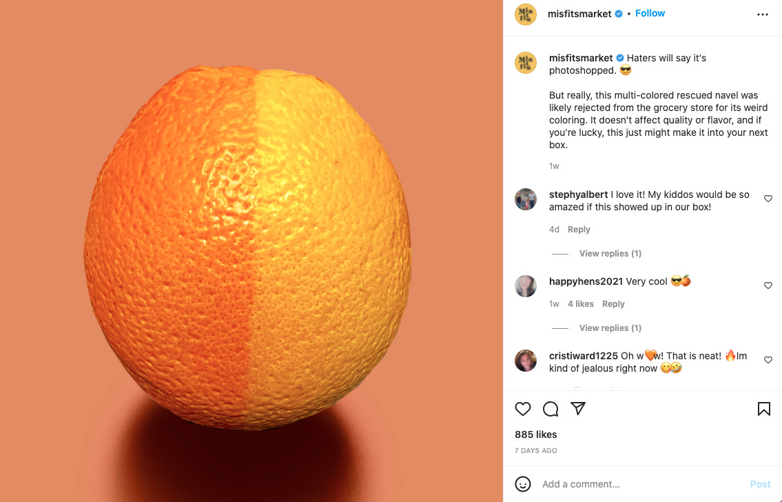 How to Plan Instagram Posts: Write Engaging Captions, example of a two toned orange on Instagram