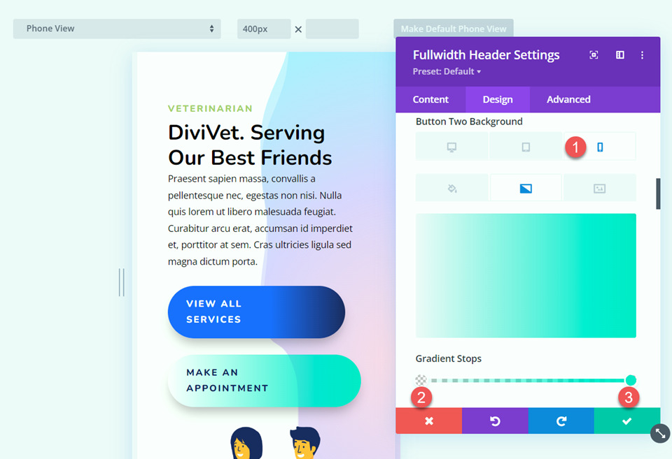 Divi Fullwidth Header Hero Section Button Two Background Gradient Mobile