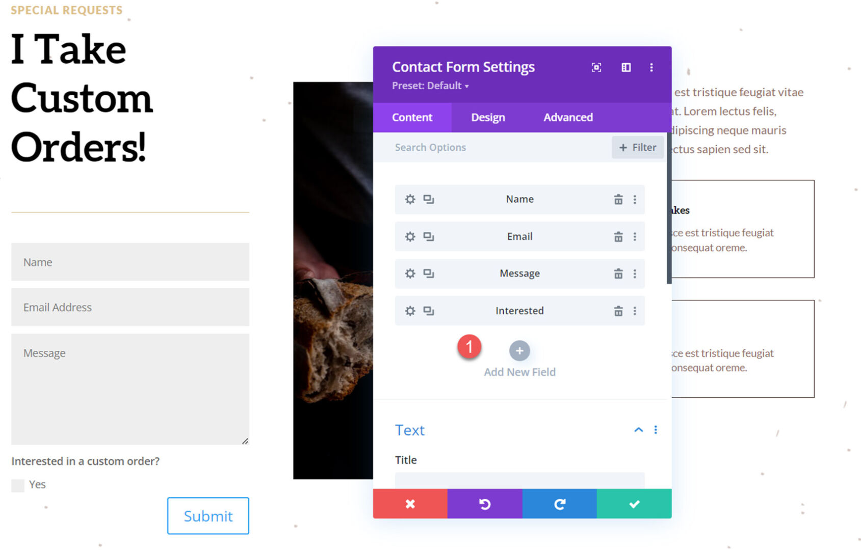 Divi Reveal Options Dropdown Contact Form Add New Field