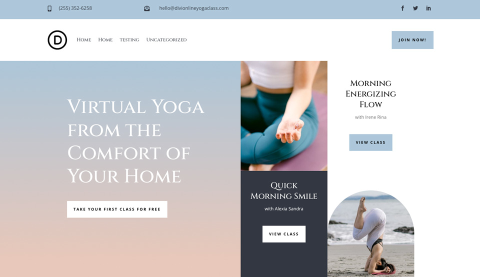 Header & Footer for Divi's Online Yoga Layout Pack