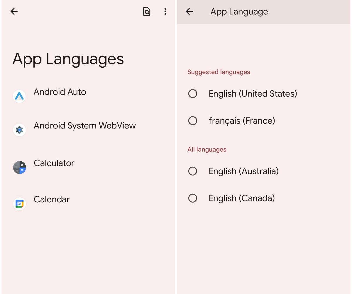 Configure App languages in Android 13