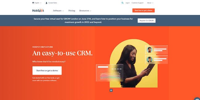 b2b website examples: hubspot