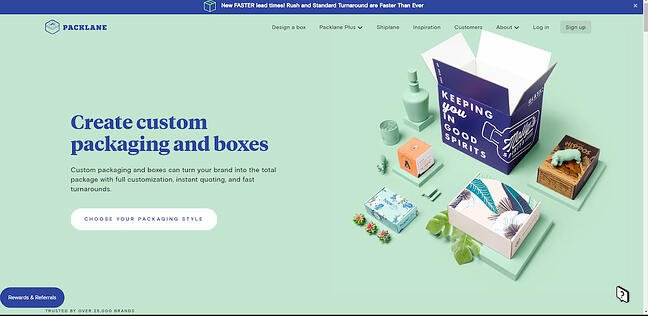 b2b website examples: packlane