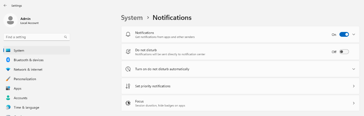 Configure notifications in Windows 11