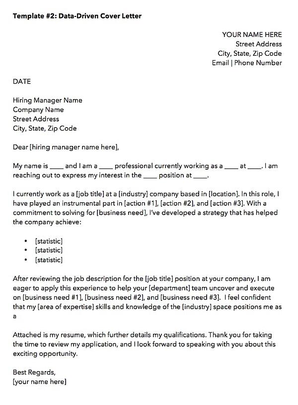 Data-driven marketing cover letter template