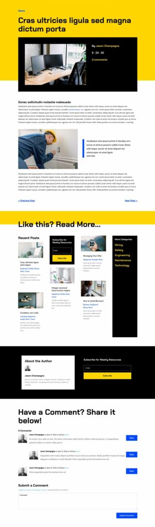 Blog Post Template for Divi's Electrical Services Layout Pack