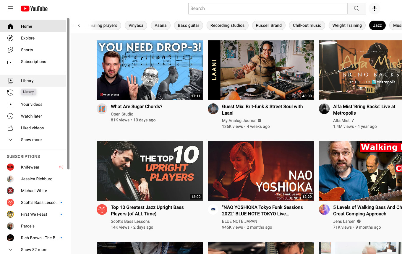 UX and UI example using the Youtube homepage