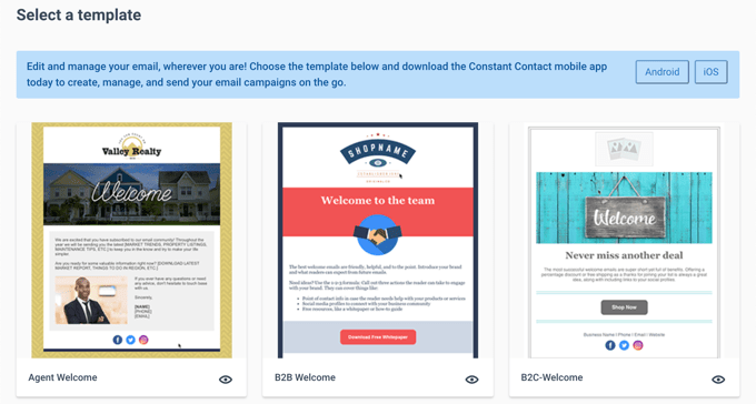 Select Welcome Email Template