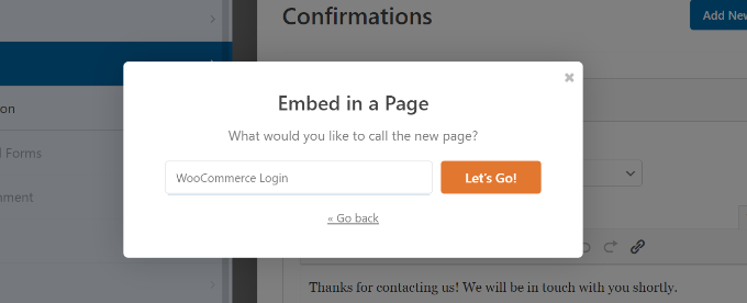 Enter a name for new login page