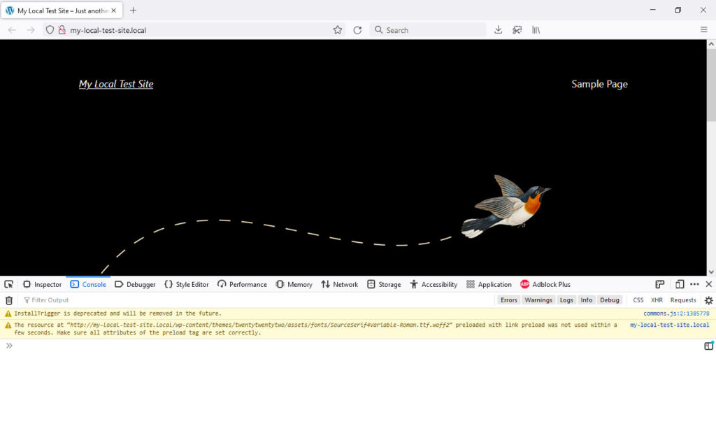 firefox browser console in local