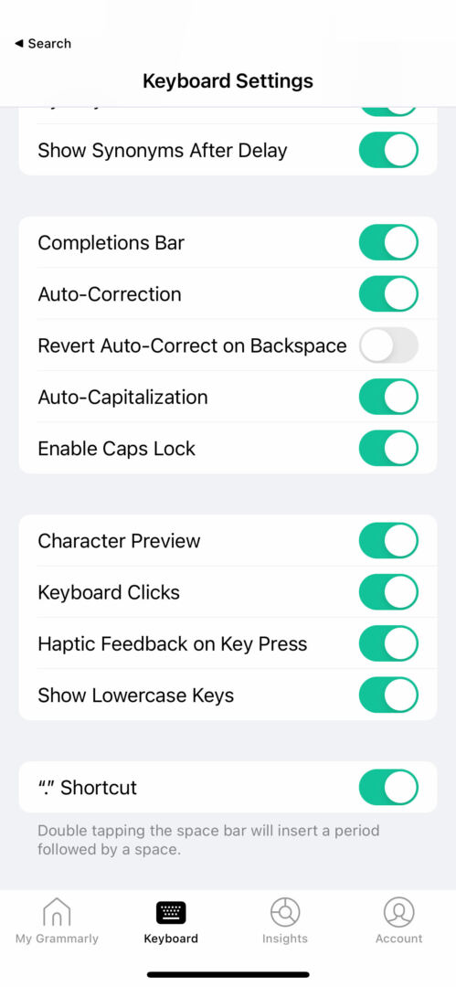 Grammarly haptic feedback