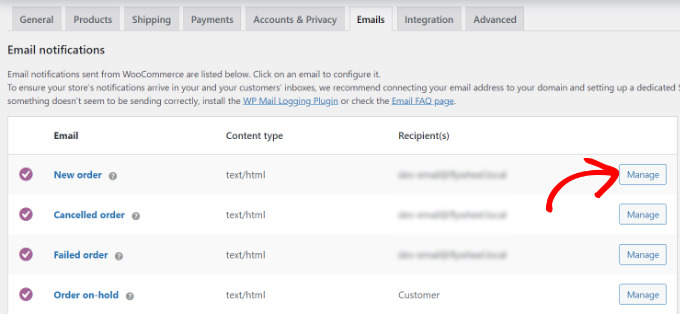 Manage specific emails