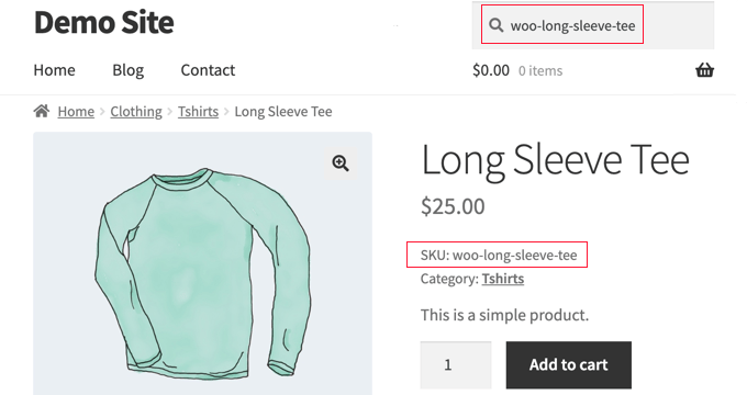 Preview of Product SKU Search in WooCommerce
