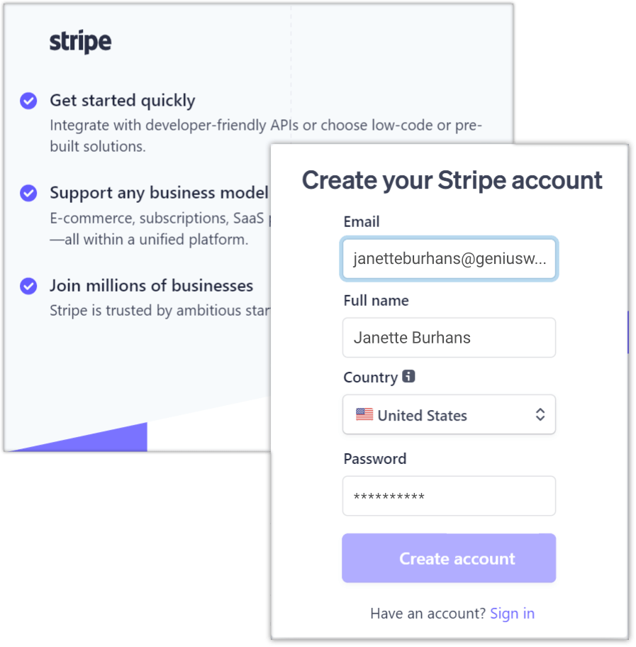 stripe setup stripe