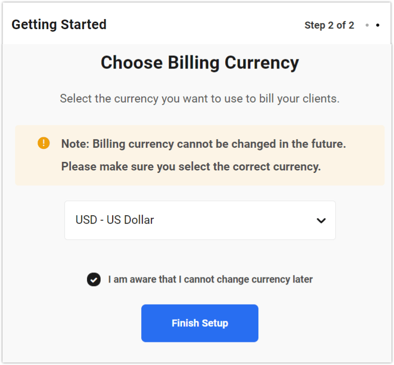 choose billing currency