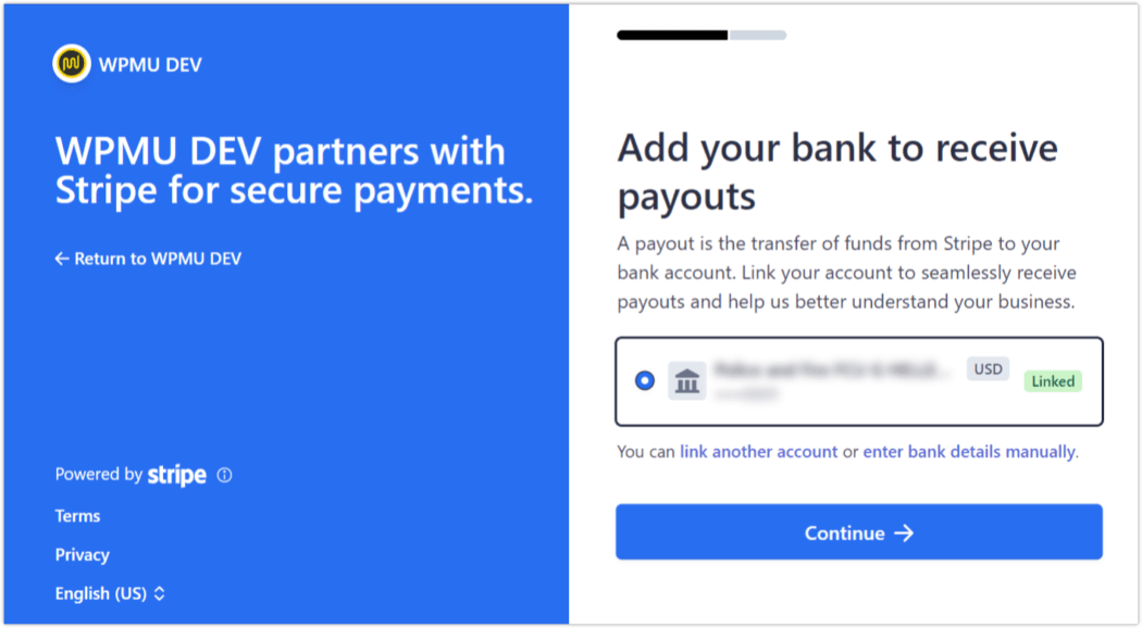 stripe account thru wpmu dev integration