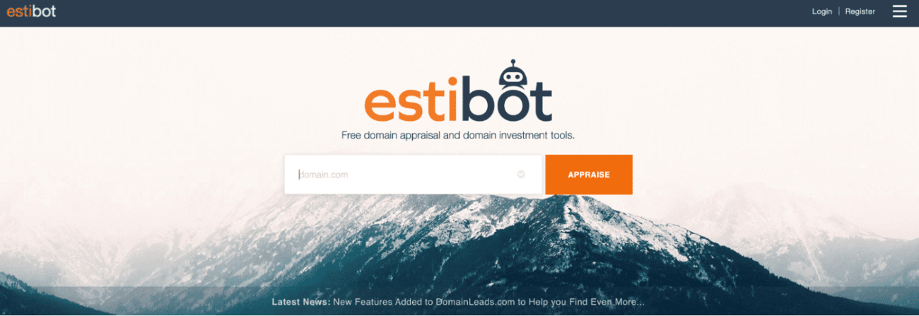 The estibot homepage