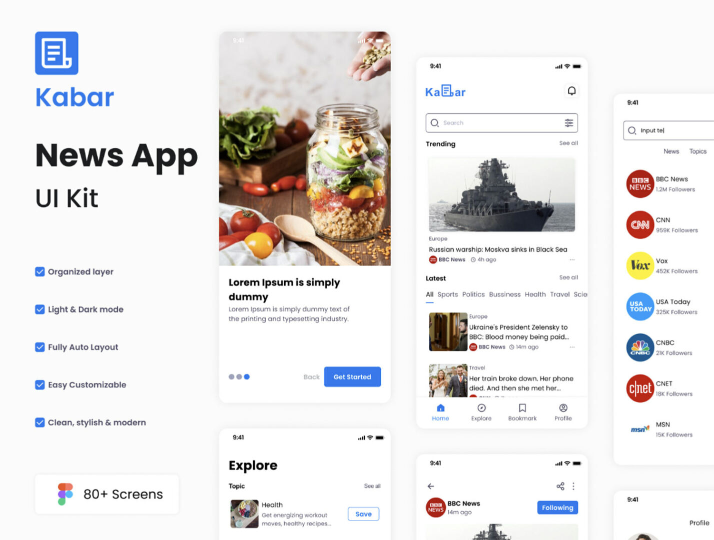 Kabar News app UI Kit