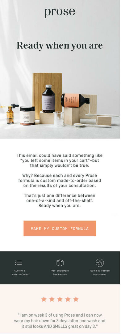 Best abandoned cart email examples: Prose