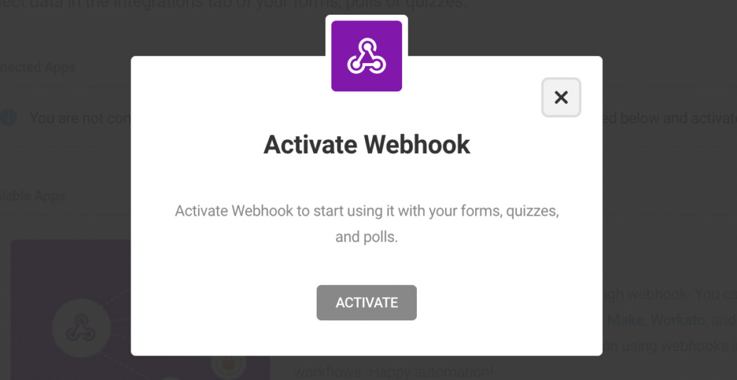 Where you activate webhoooks.