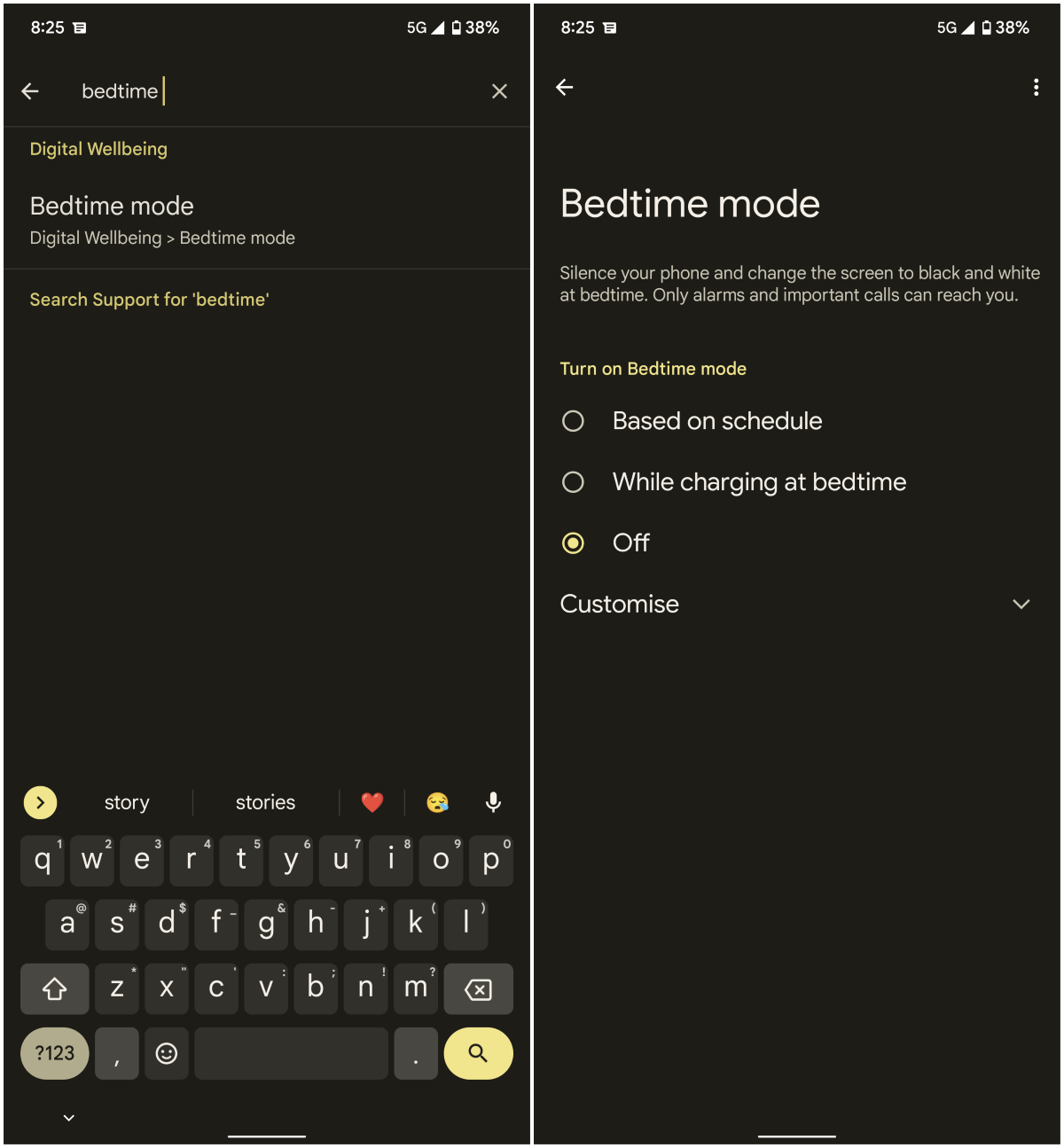 Configure Bedtime mode in Android