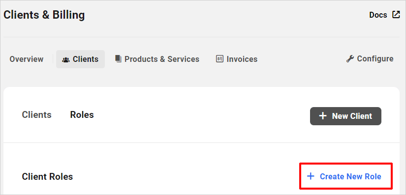 Create new client roles from your billing dashboard