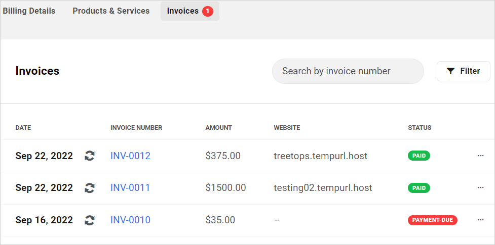 Client Portal: Billing - Invoices