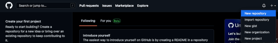 Create a repository on GitHub.