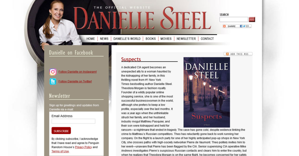 danielle steel famous websites using wordpress