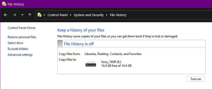 File History in Windows 11