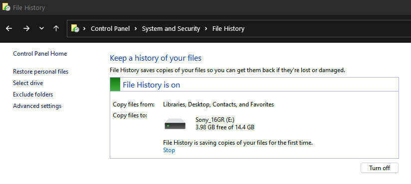 File History in Windows 11