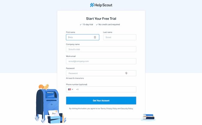 Web forms examples: Help Scout