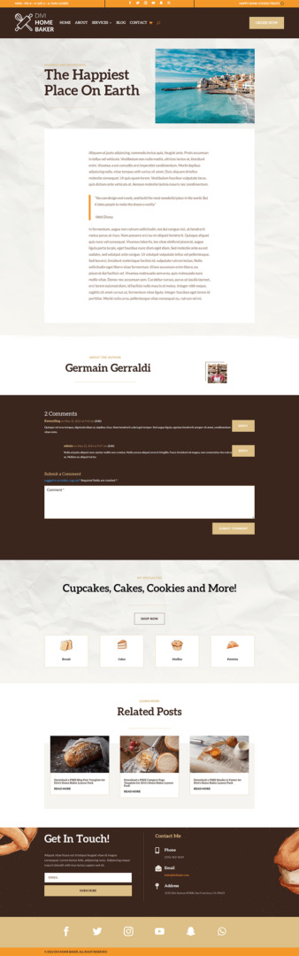 Blog Post Template for the Divi Home Baker Layout Pack