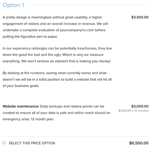 nusei pricing options.