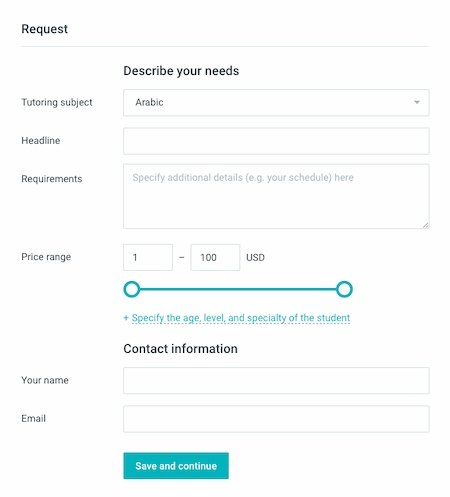 Web forms examples: Preply