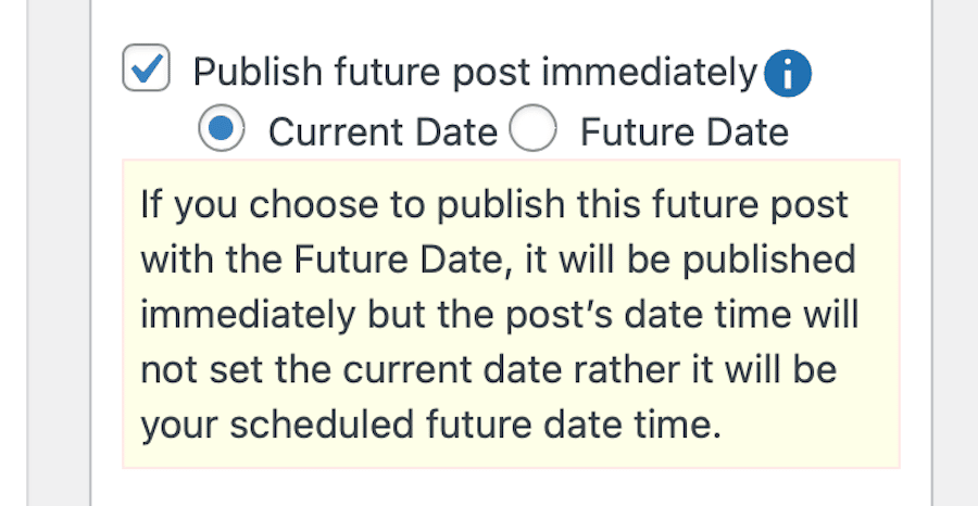 Setting the publication date that will appear on a scheduled post in SchedulePress.