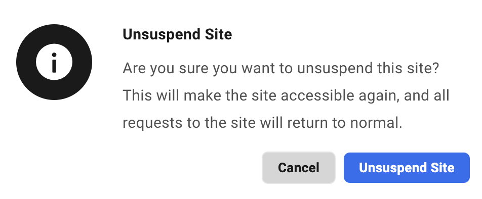 Where you unsuspend sites.