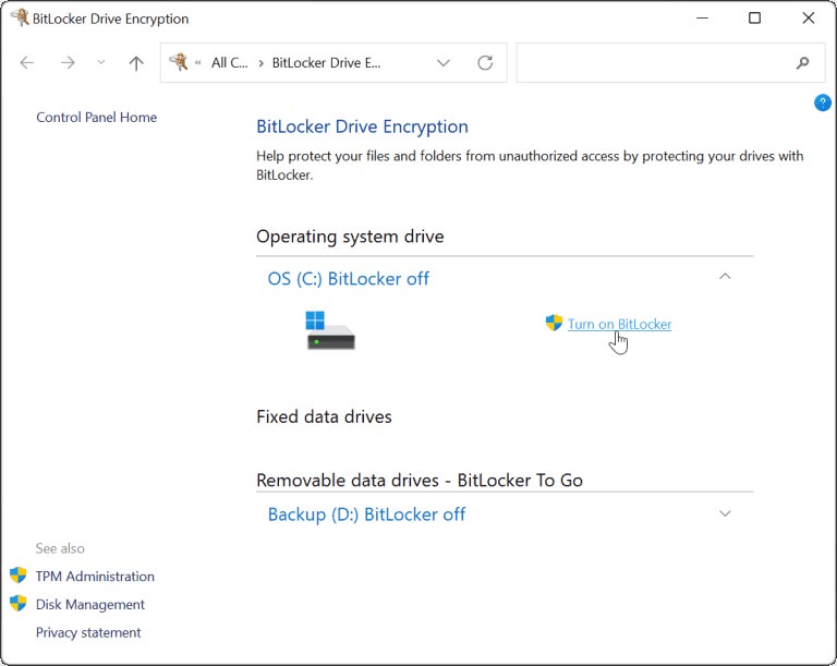 encrypt files windows bitlocker