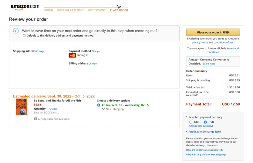Amazon has an excellent checkout page