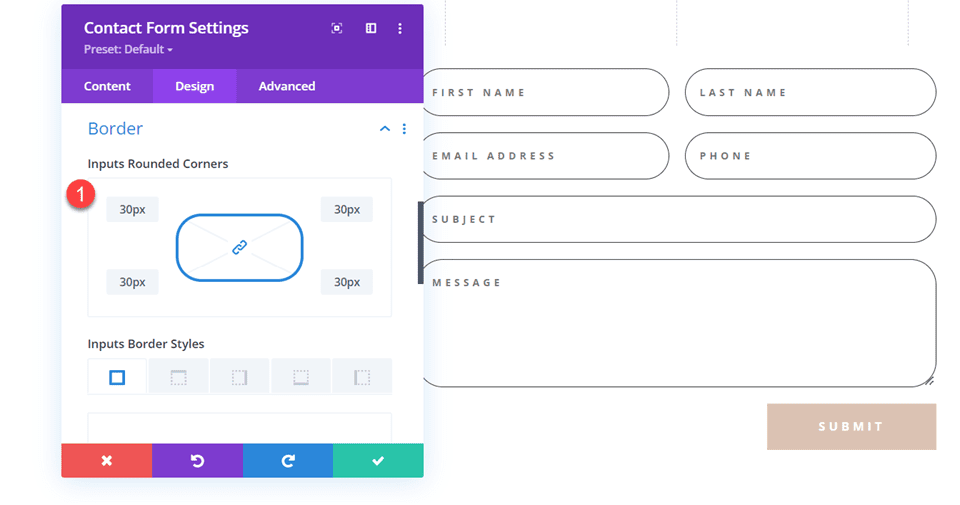 Divi Contact Form Layouts With Inline and Fullwidth Fields Layout 1 Rounded Corners