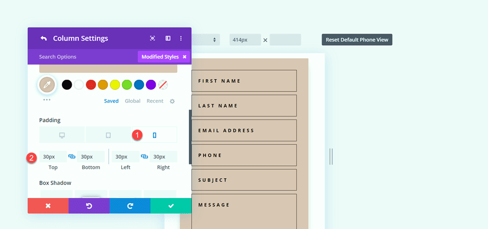 Divi Contact Form Layouts With Inline and Fullwidth Fields Layout 2 Add Responsive Padding