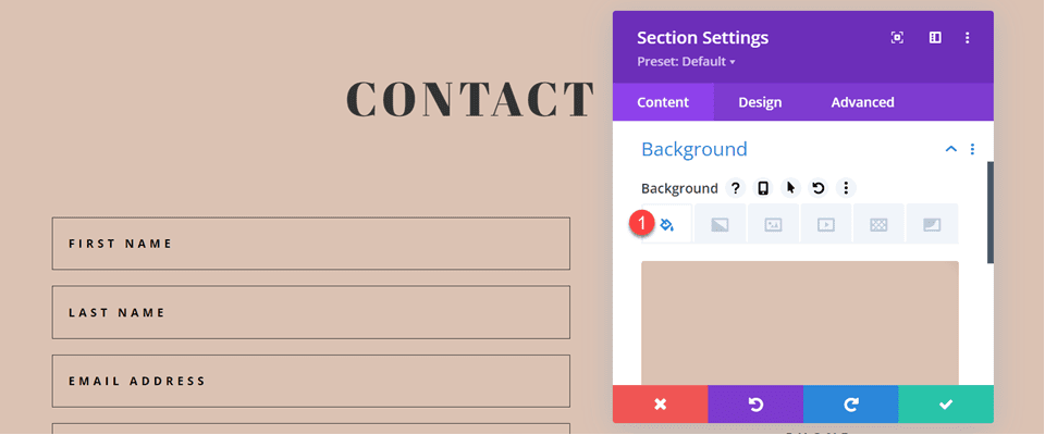 Divi Contact Form Layouts With Inline and Fullwidth Fields Layout 4 Add Background